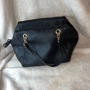 Square shaped black tote purse